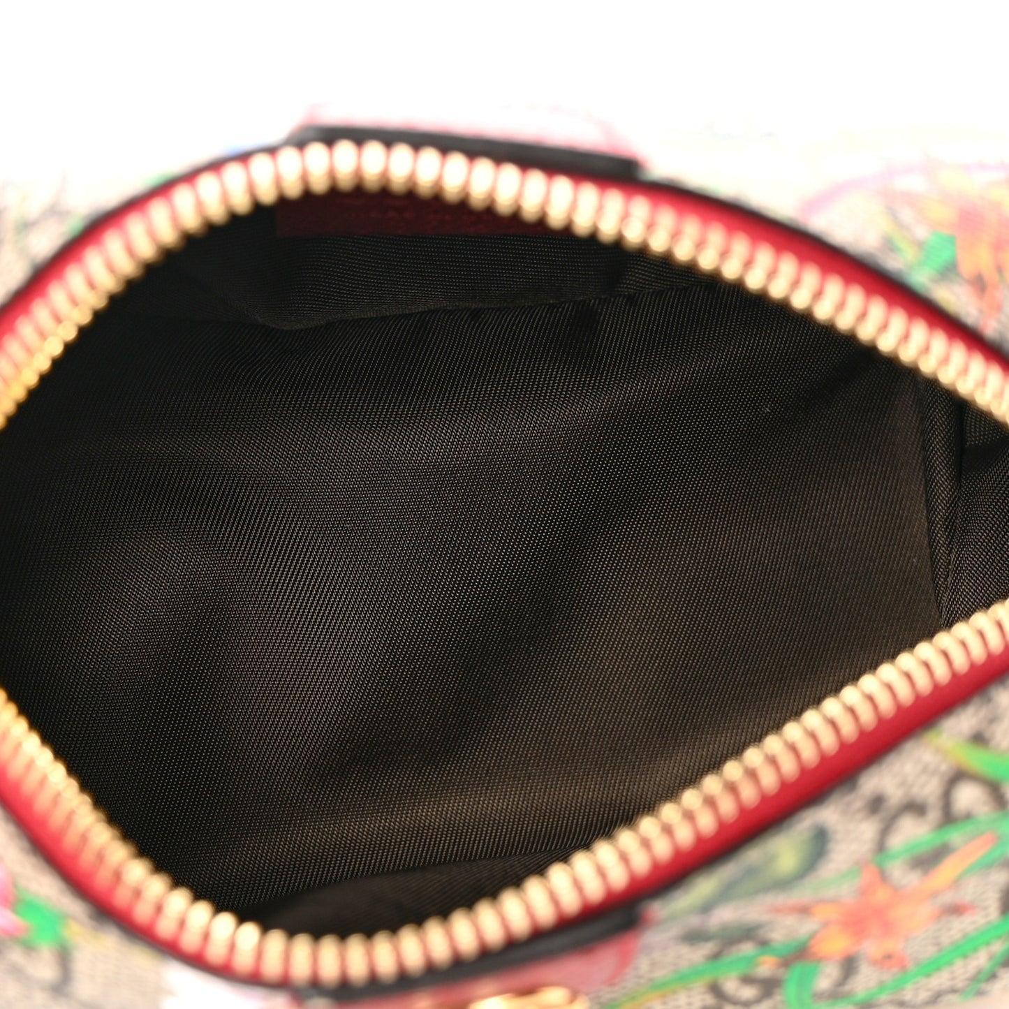 Soft GG Supreme Monogram Flora Calfskin Small Ophidia Cosmetic Case Beige Ebony Multicolor Rosso