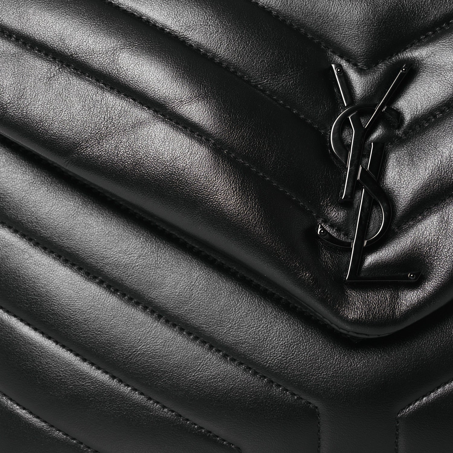 Saint Laurent Calfskin Y Quilted Monogram Monochrome Medium Loulou Chain Satchel Black 9 of 11