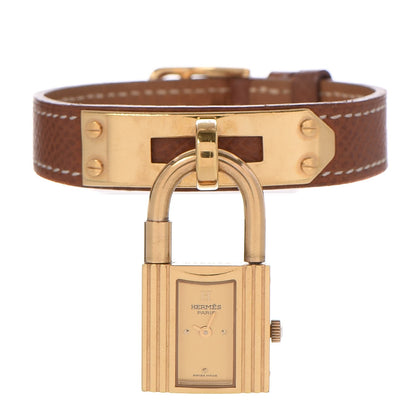 Hermes Stainless Steel Courchevel 20mm Kelly Cadena Quartz Watch Gold 1 of 8