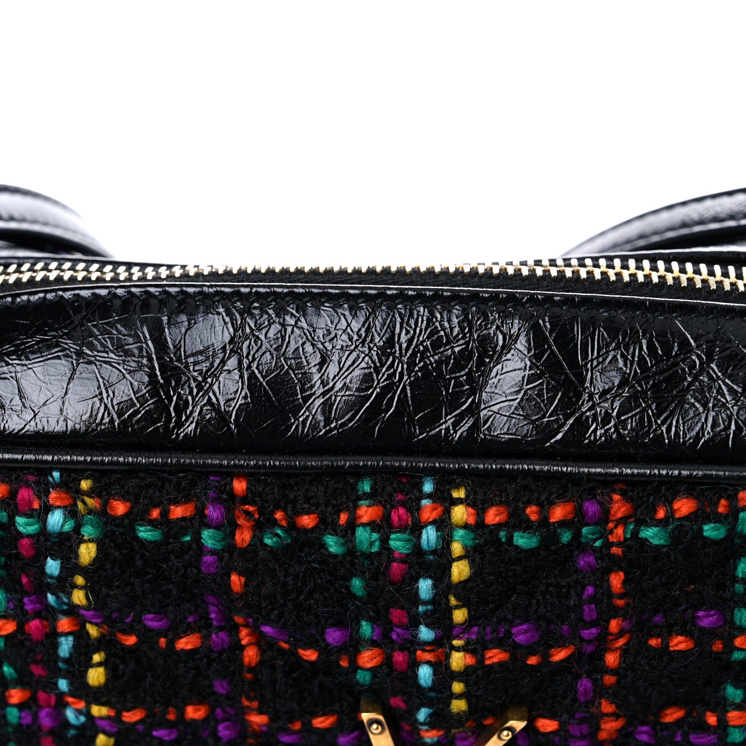 Saint Laurent Tweed Calfskin Monogram Lou Camera Bag Black 8 of 11