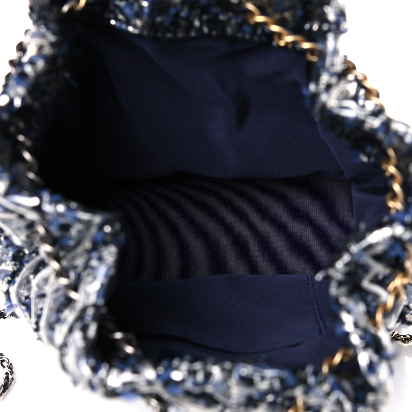 Tweed PVC Quilted Gabrielle Backpack Navy Black