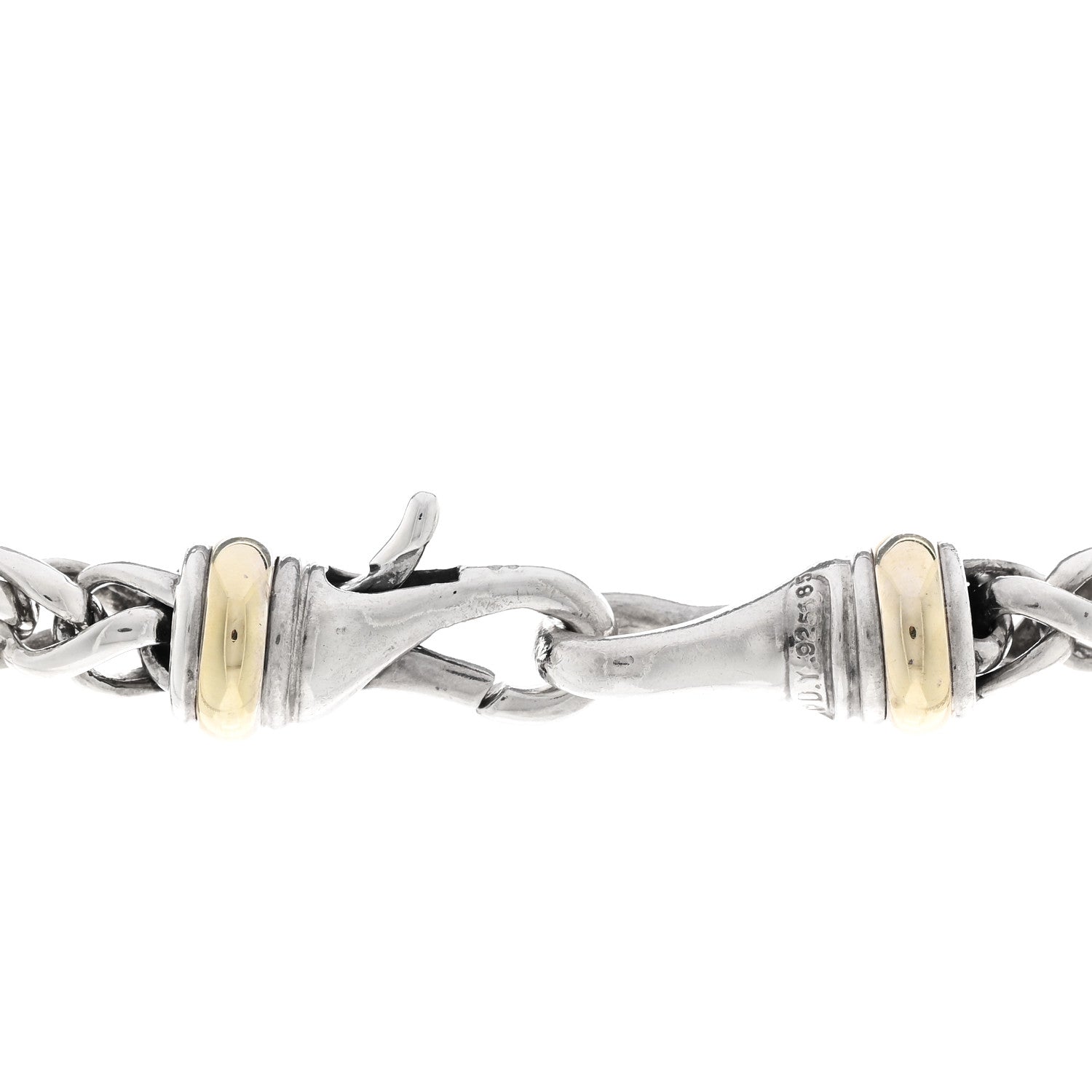 David Yurman Sterling Silver 18K Yellow Gold Diamond Black Onyx 12mm Albion Enhancer Pendant Wheat Chain Necklace 5 of 5