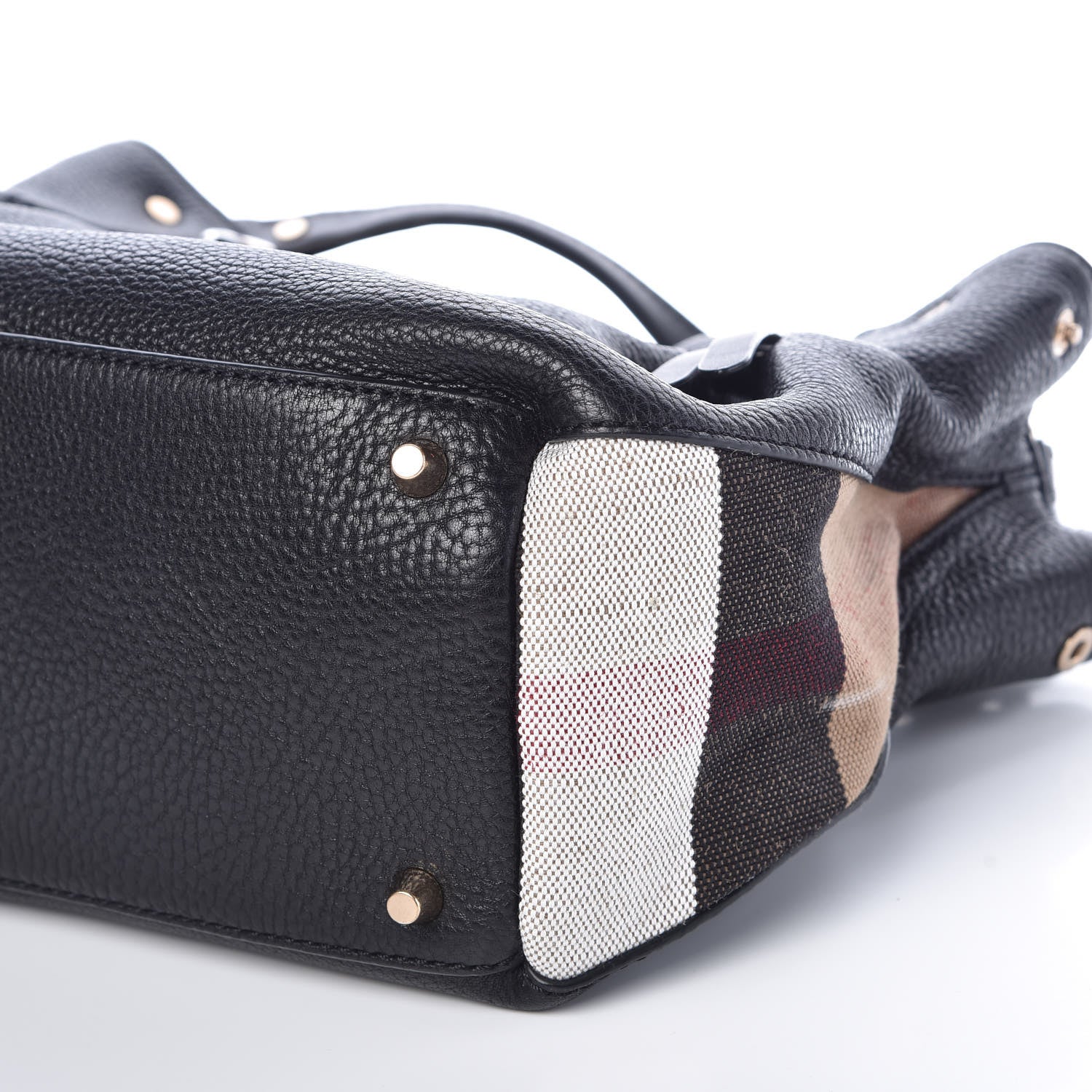 Burberry Grainy Calfskin House Check Small Maidstone Black 6 of 8