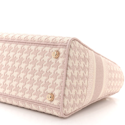 Christian Dior Canvas Houndstooth Embroidered Medium Lady D-Lite Pink 10 of 11