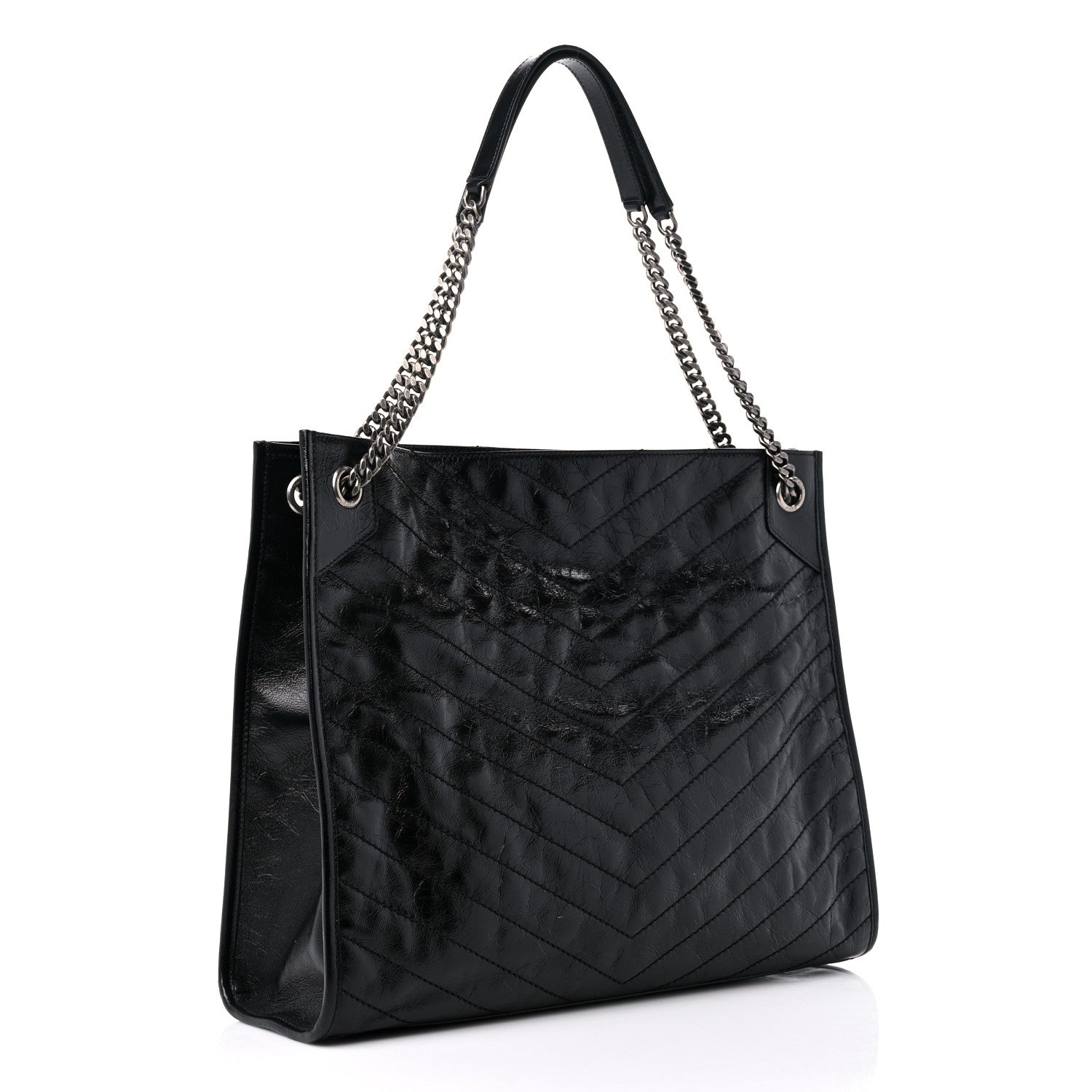 Saint Laurent Crinkled Calfskin Matelasse Monogram Large Niki Shopper Tote Black 3 of 10