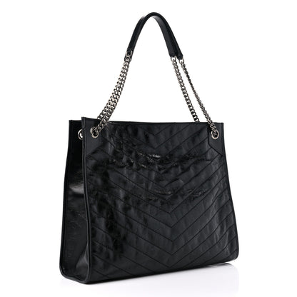 Saint Laurent Crinkled Calfskin Matelasse Monogram Large Niki Shopper Tote Black 3 of 10