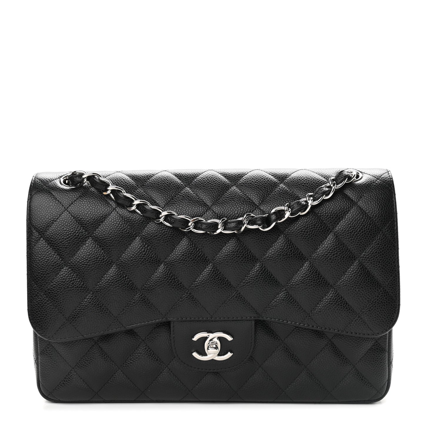 Caviar Quilted Jumbo Double Flap Black