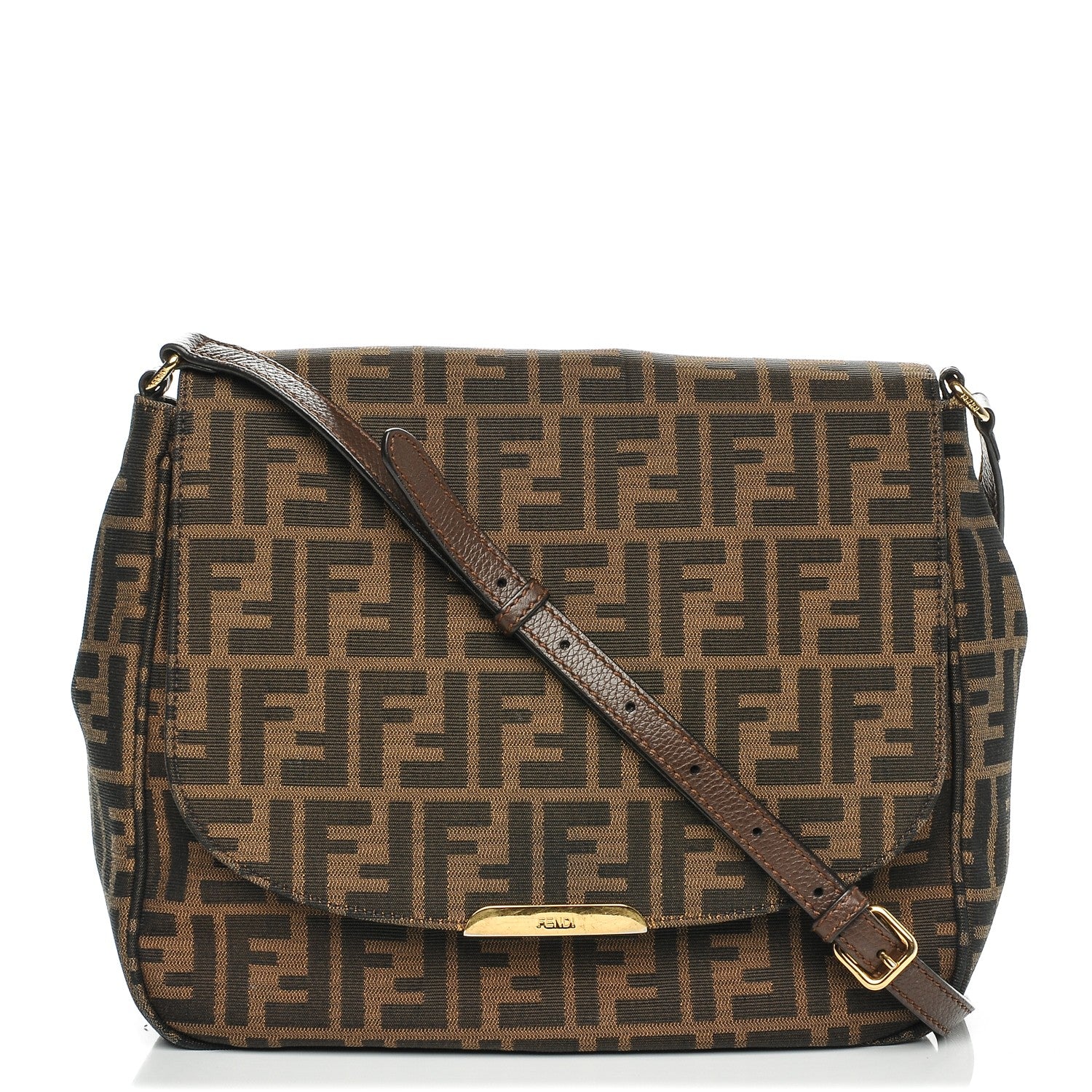 Fendi Zucca Vitello Artic Messenger Bag Tobacco Castagna 1 of 6