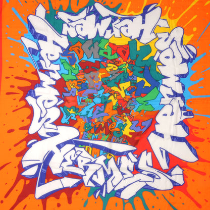 Hermes Silk Cashmere Graff Graffiti Shawl 140 Orange 1 of 4