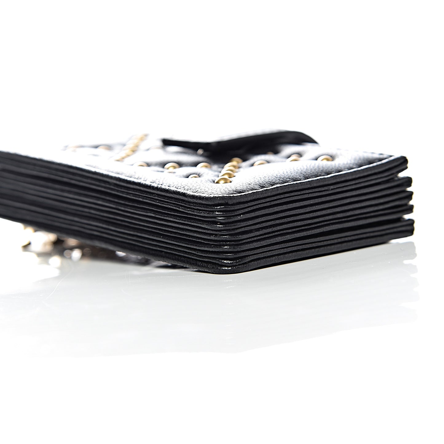 Lambskin Studded Cannage Lady Dior 5-Gusset Card Holder Black