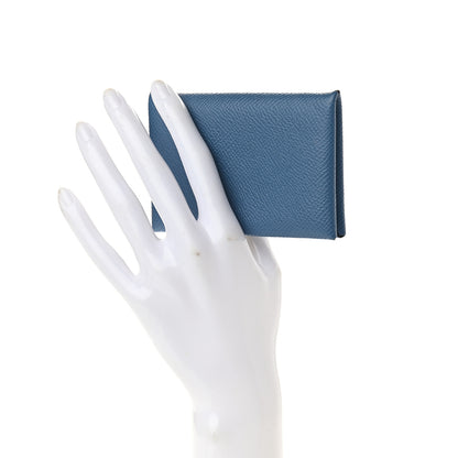 Hermes Epsom Calvi Card Case Bleu Agate 2 of 7