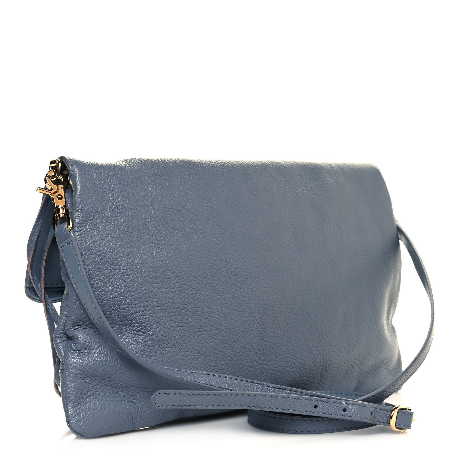 Balenciaga Chevre Gold Metallic Edge Hardware Envelope Clutch Bleu Acier 2 of 11