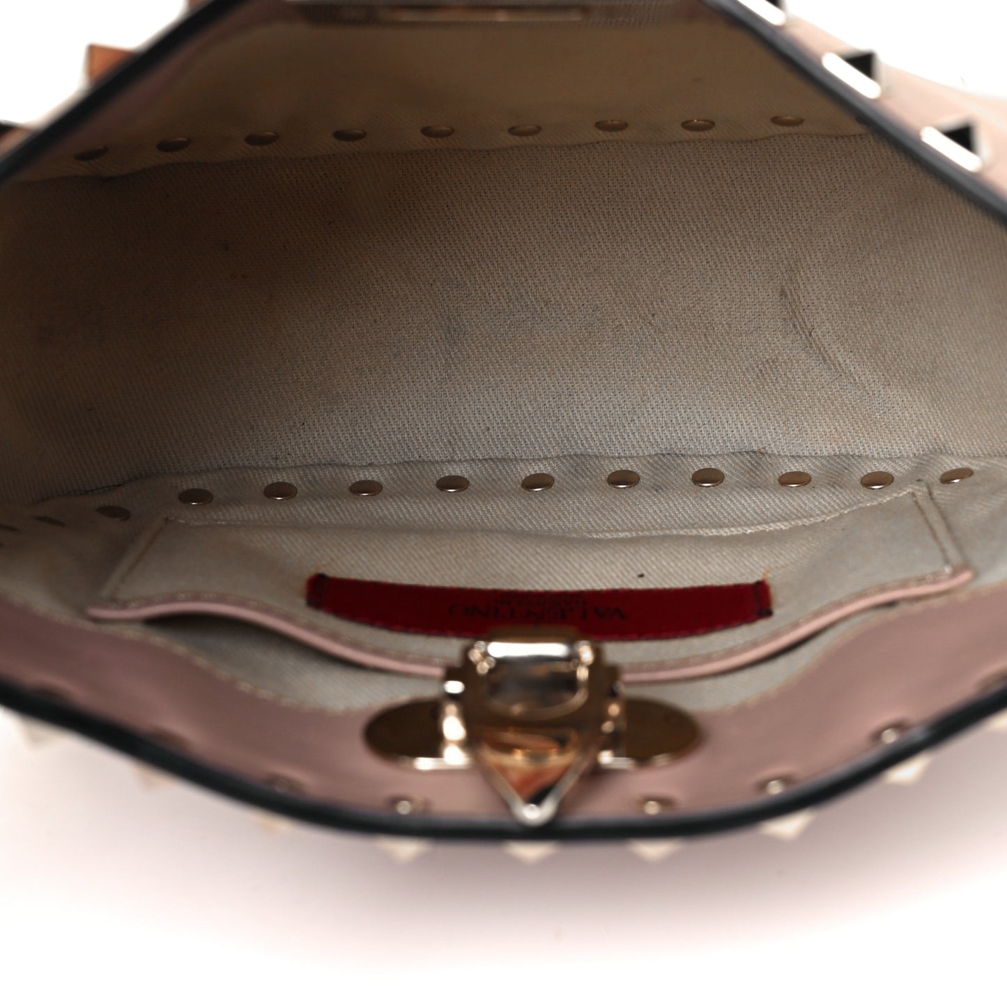 Vitello Rockstud Flip-Lock Satchel Poudre