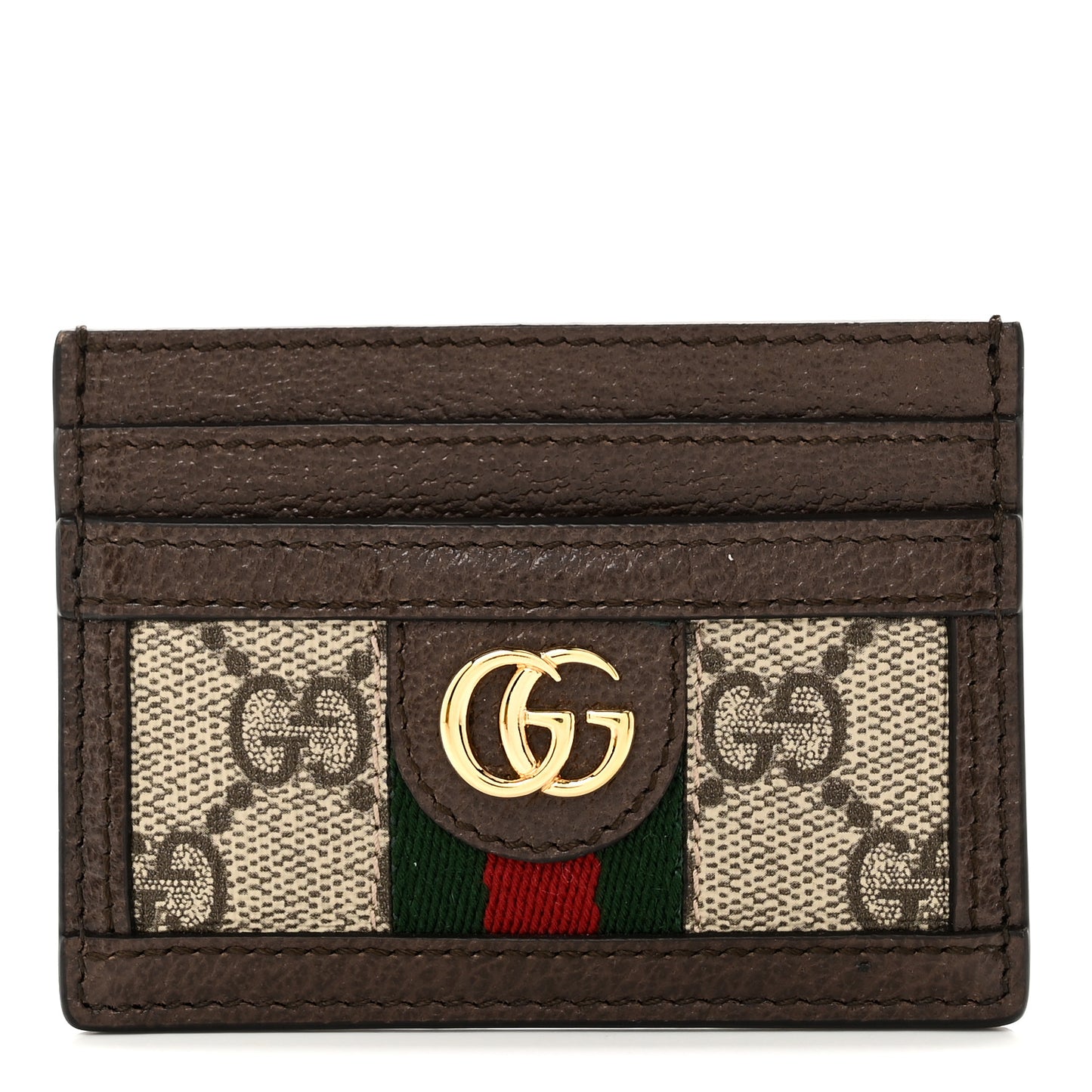 GG Supreme Monogram Ophidia Card Holder Brown