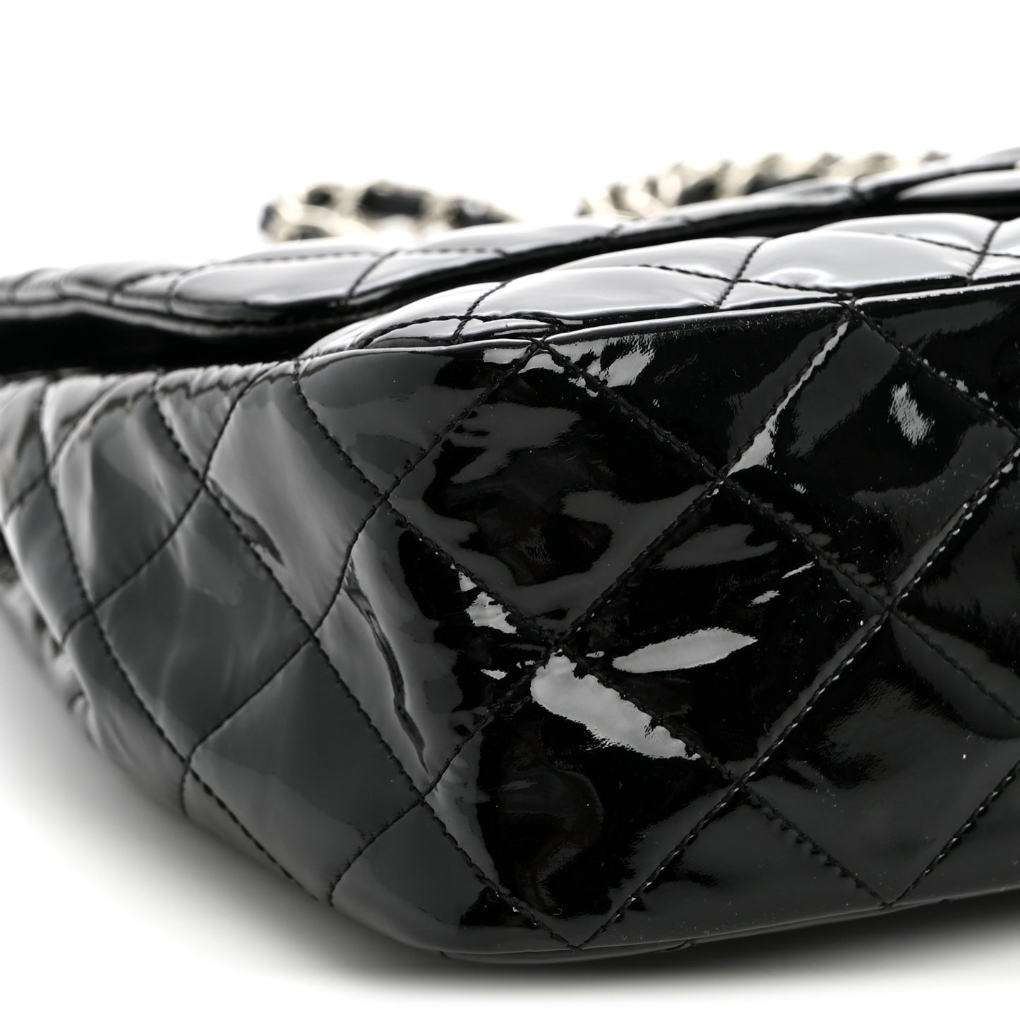 Patent Quilted Jumbo Single Flap Black