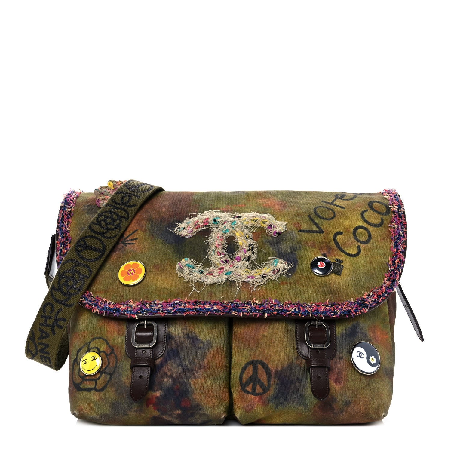 Chanel Washed Toile Large Graffiti On The Pavements Messenger Khaki Multicolor 1 of 8