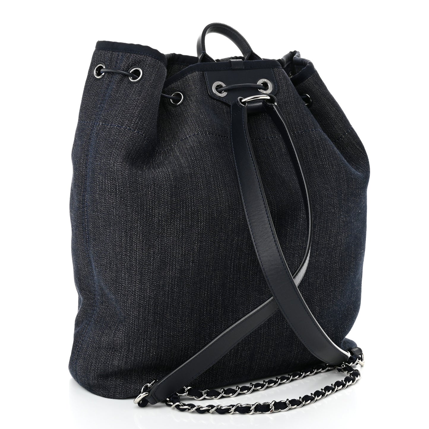 Denim Deauville Drawstring Bag Blue Orange