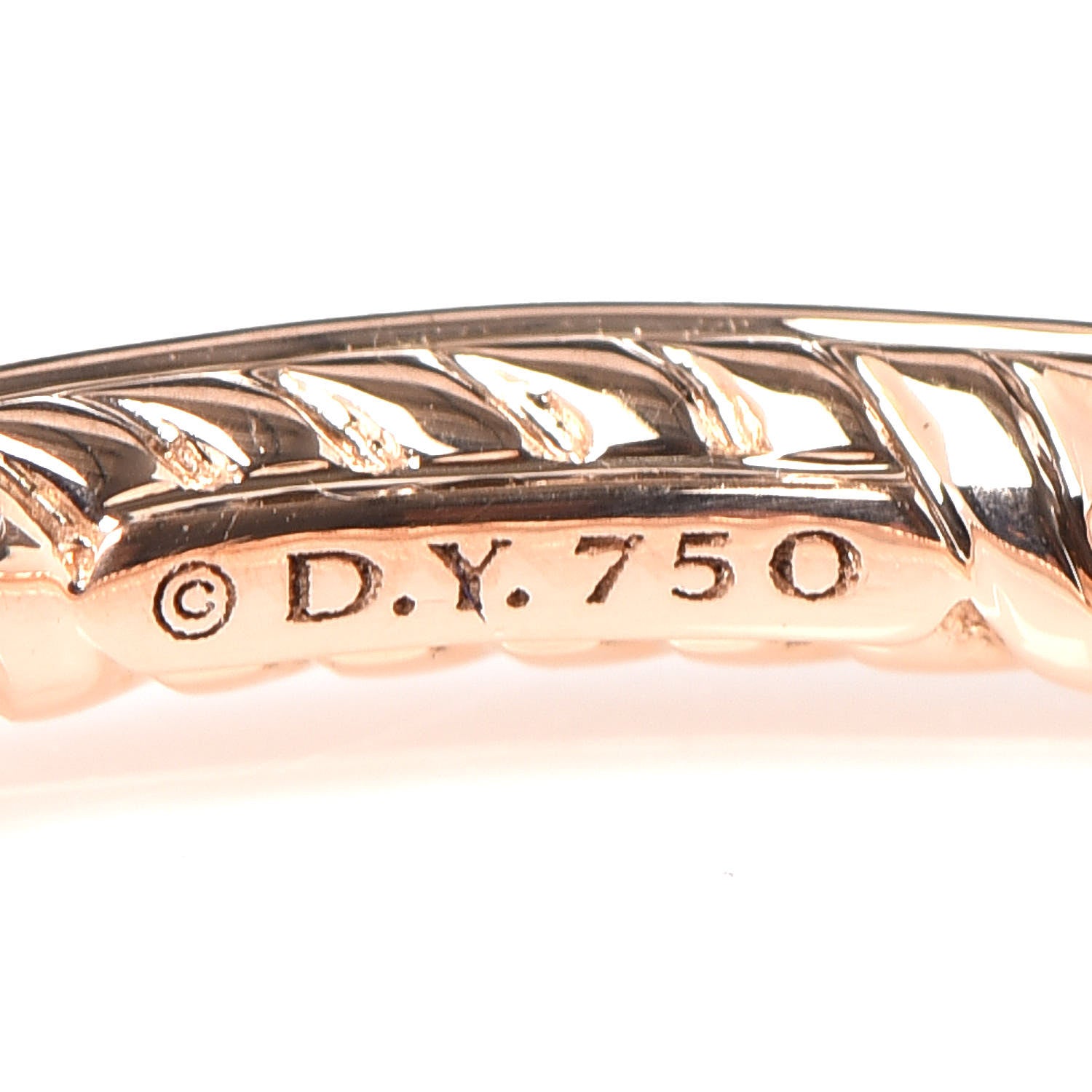 David Yurman 18K Rose Gold Diamond 2mm Eden Wedding Band Ring 53 6.25 4 of 4