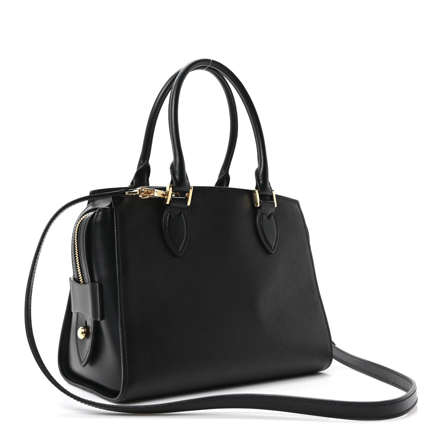 Prada Saffiano Soft Calfskin Double Handle Satchel Black 3 of 10
