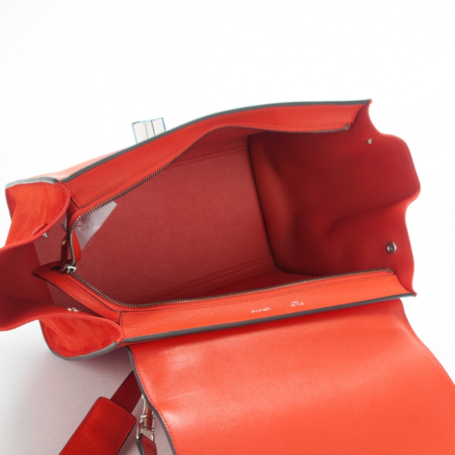 Celine Drummed Calfskin Suede Medium Trapeze Vermillion 5 of 7