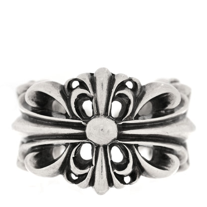 Chrome Hearts Sterling Silver Double Floral Cross Ring 56 7.5 1 of 4