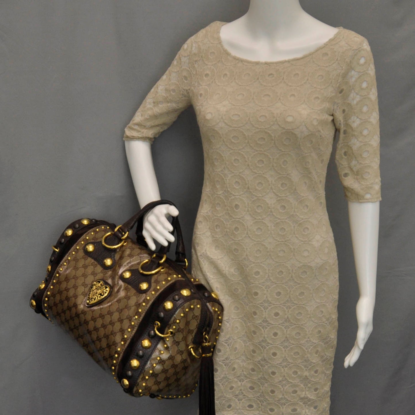 Crystal Monogram Studded Large Babouska Boston