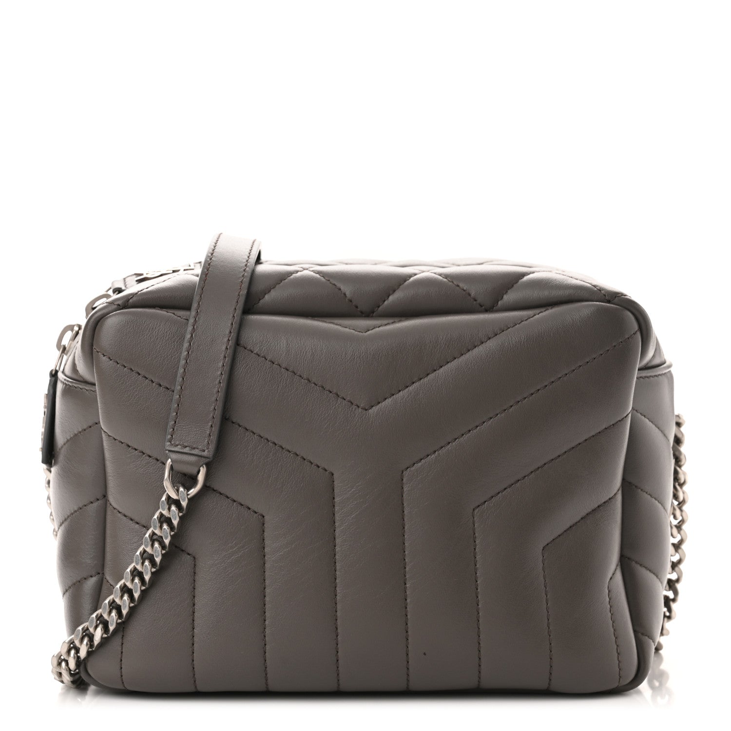 Saint Laurent Calfskin Y Quilted Monogram Small Loulou Bowling Bag Earth 1 of 10