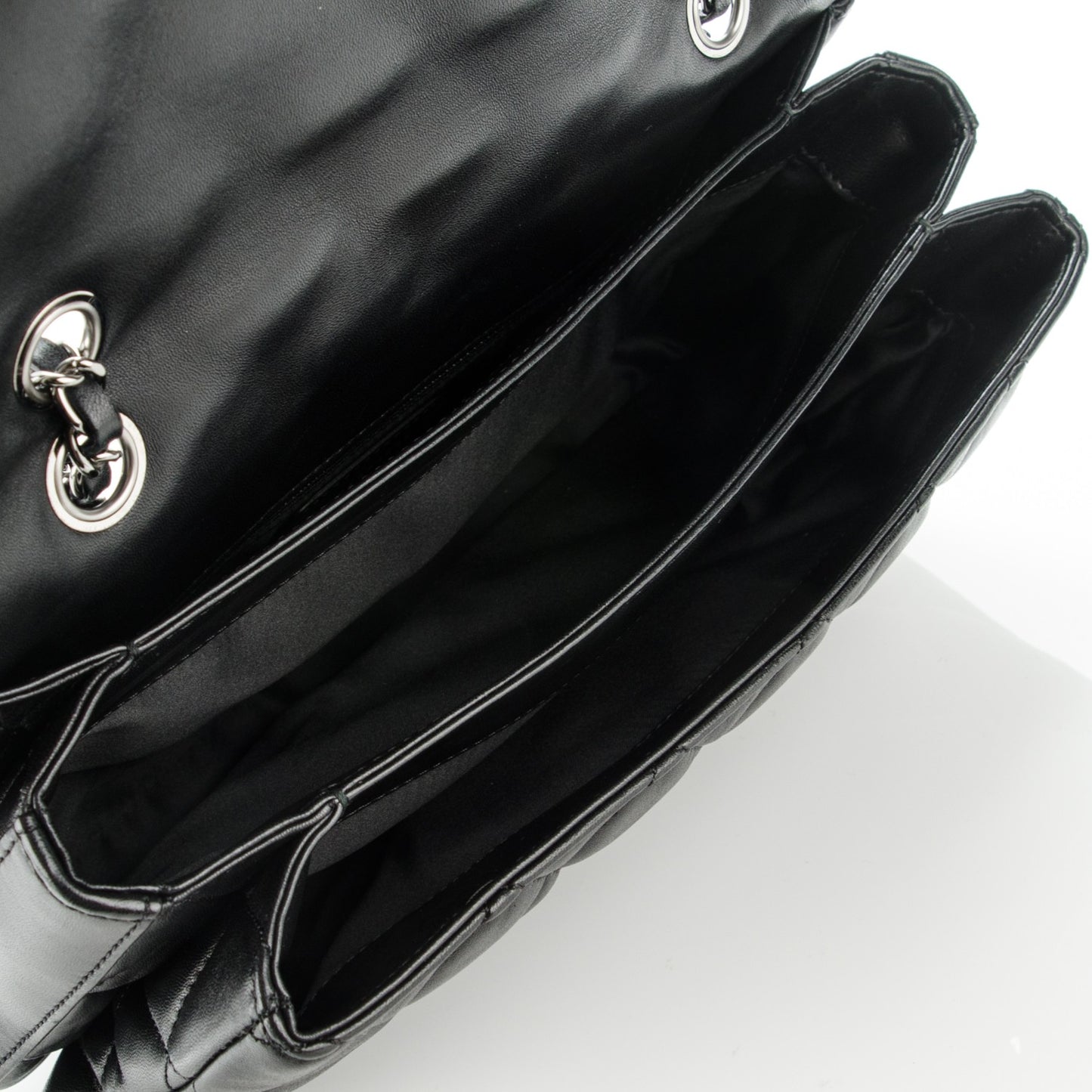 Lambskin Quilted Large 3 Flap Black