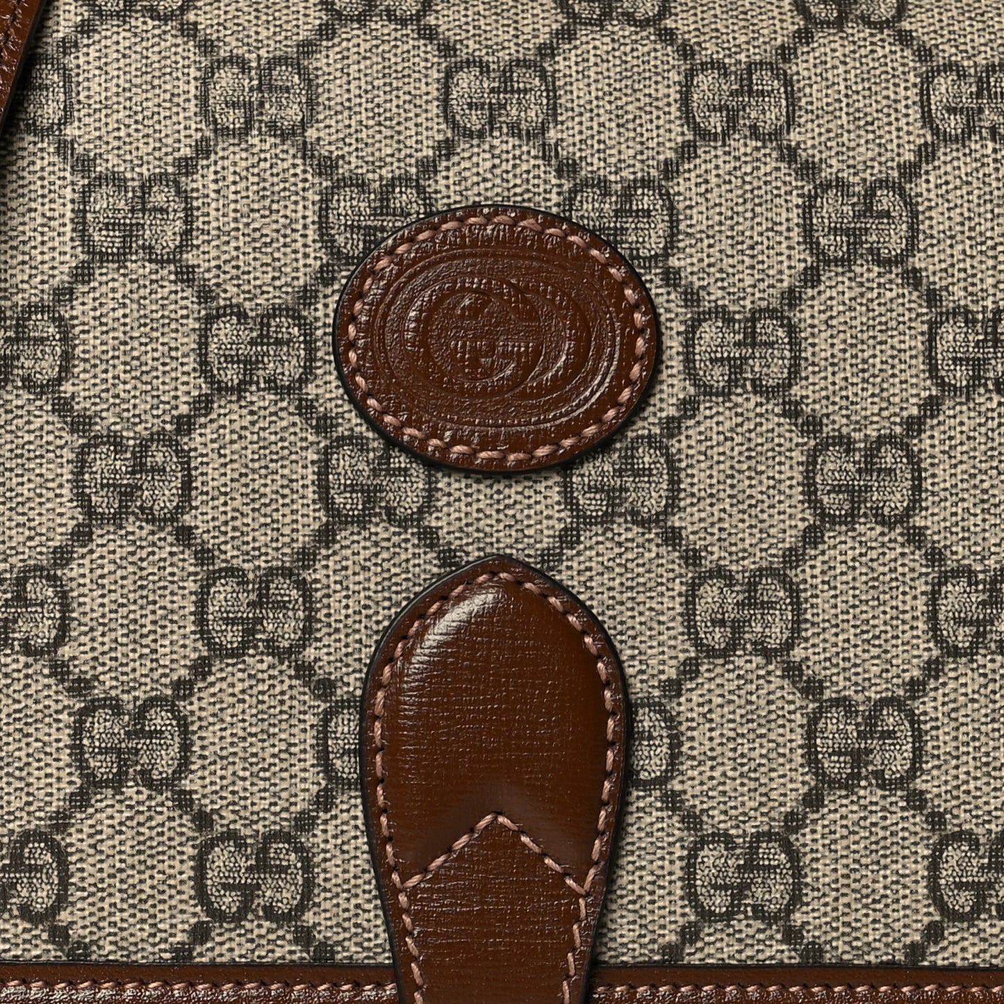 GG Supreme Monogram Azalea Calfskin Mini Retro Interlocking G Flap Shoulder Bag Beige Ebony Brown Sugar