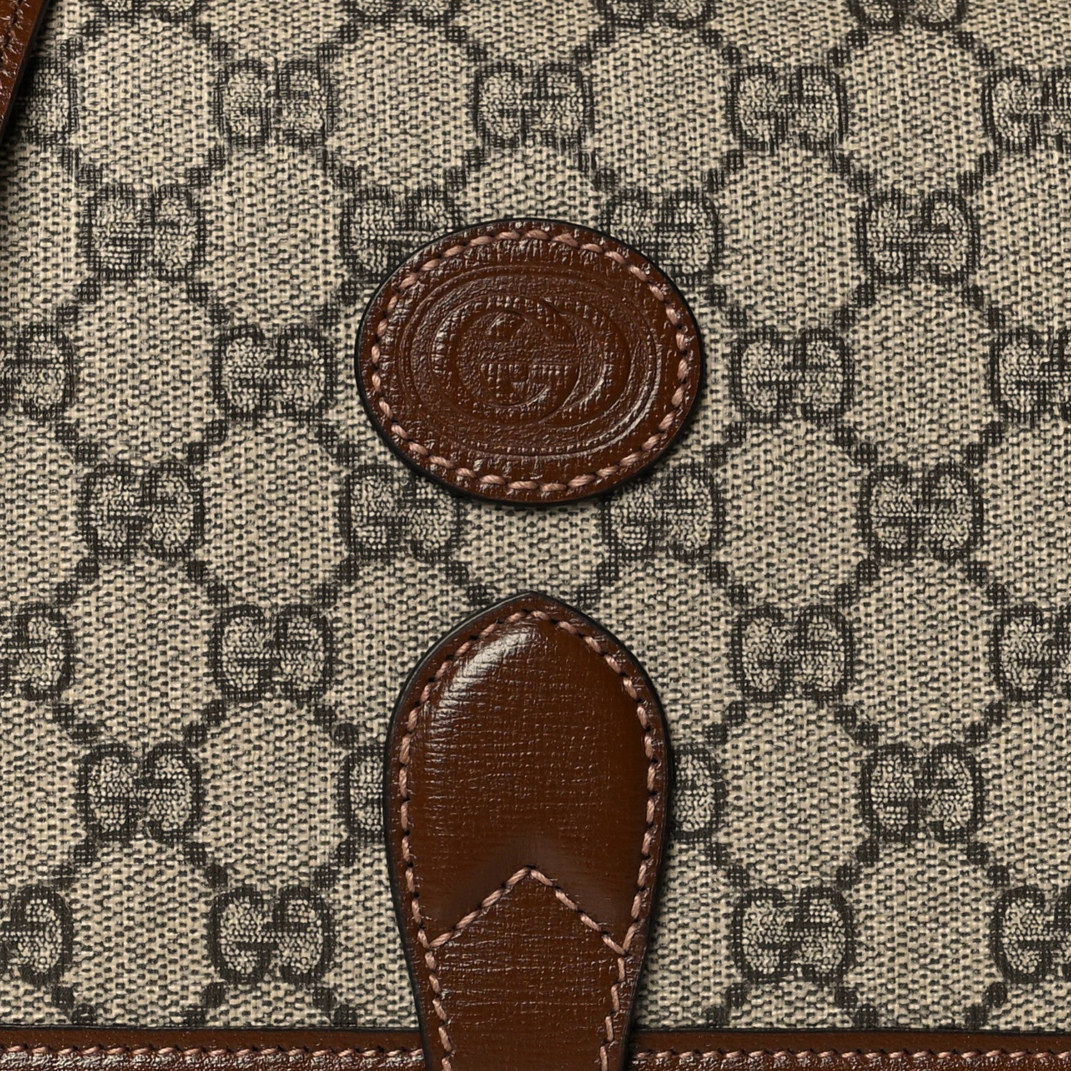 Gucci GG Supreme Monogram Azalea Calfskin Mini Retro Interlocking G Flap Shoulder Bag Beige Ebony Brown Sugar 9 of 11