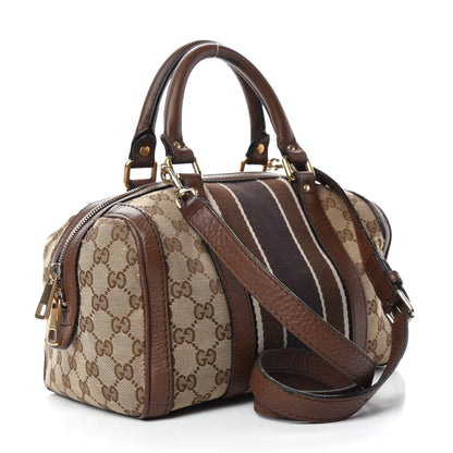 Gucci Monogram Vintage Web Small Boston Dark Brown 3 of 14