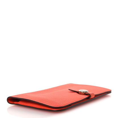 Hermes Togo Dogon Duo Wallet Orange Poppy Rose Candy 5 of 11