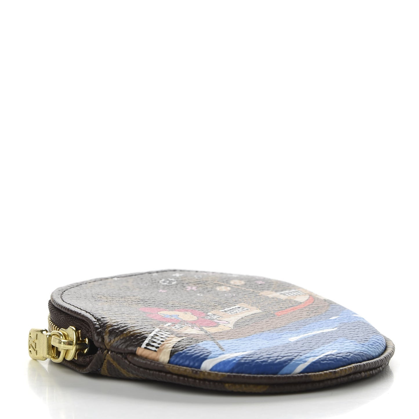 Monogram 2019 Christmas Animation Round Coin Purse Blue