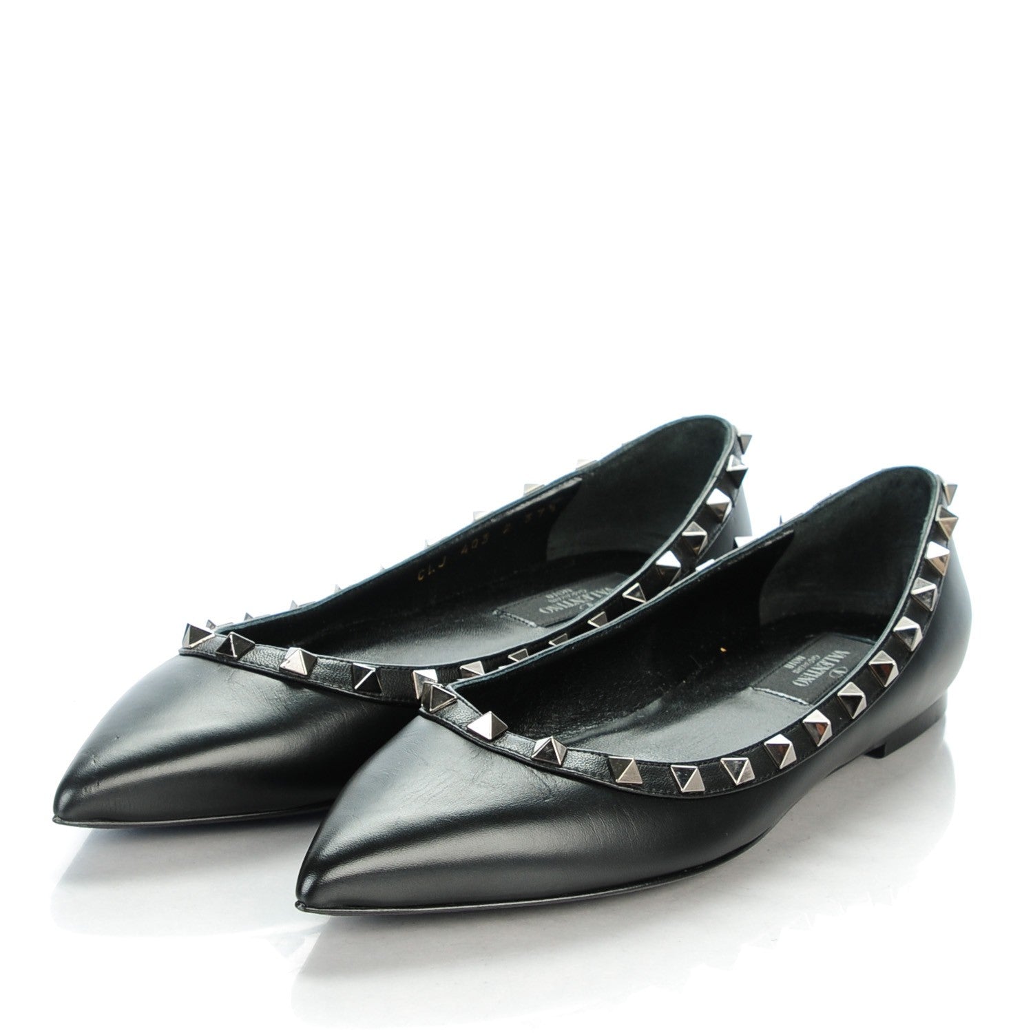 Valentino Garavani Nappa Rockstud Ballerina Flats 37.5 Black 3 of 8