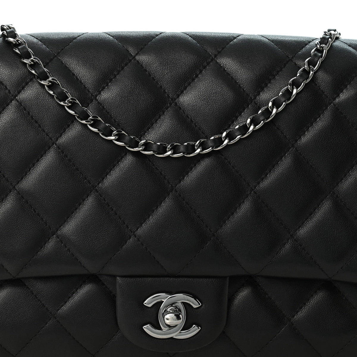 Chanel Lambskin Quilted Clutch with Chain Flap Black 8 of 10