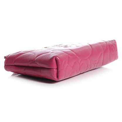 Chanel Lambskin Camellia Embossed Key Holder Case Fuchsia 3 of 8
