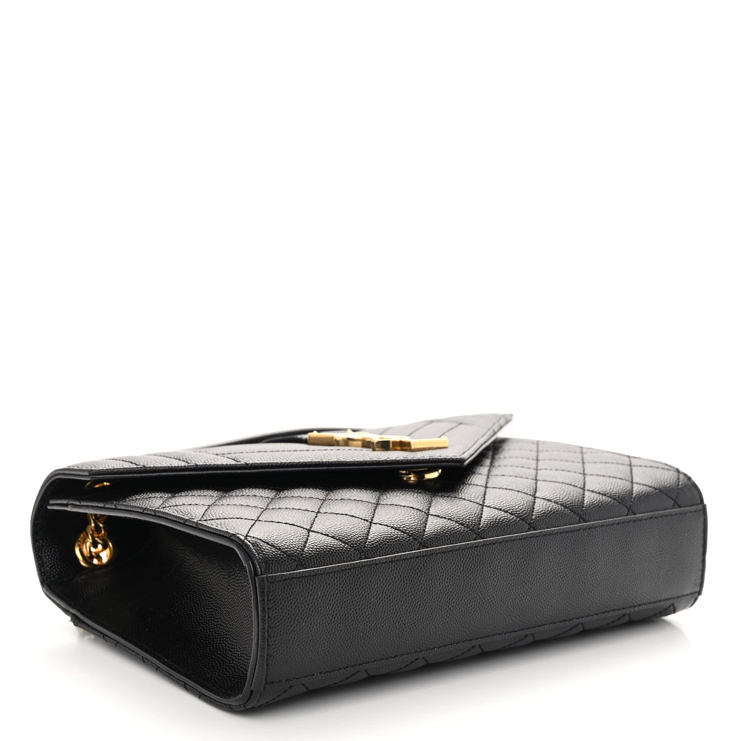 Saint Laurent Grain De Poudre Textured Mixed Matelasse Triquilt Medium Monogram Satchel Black 4 of 10