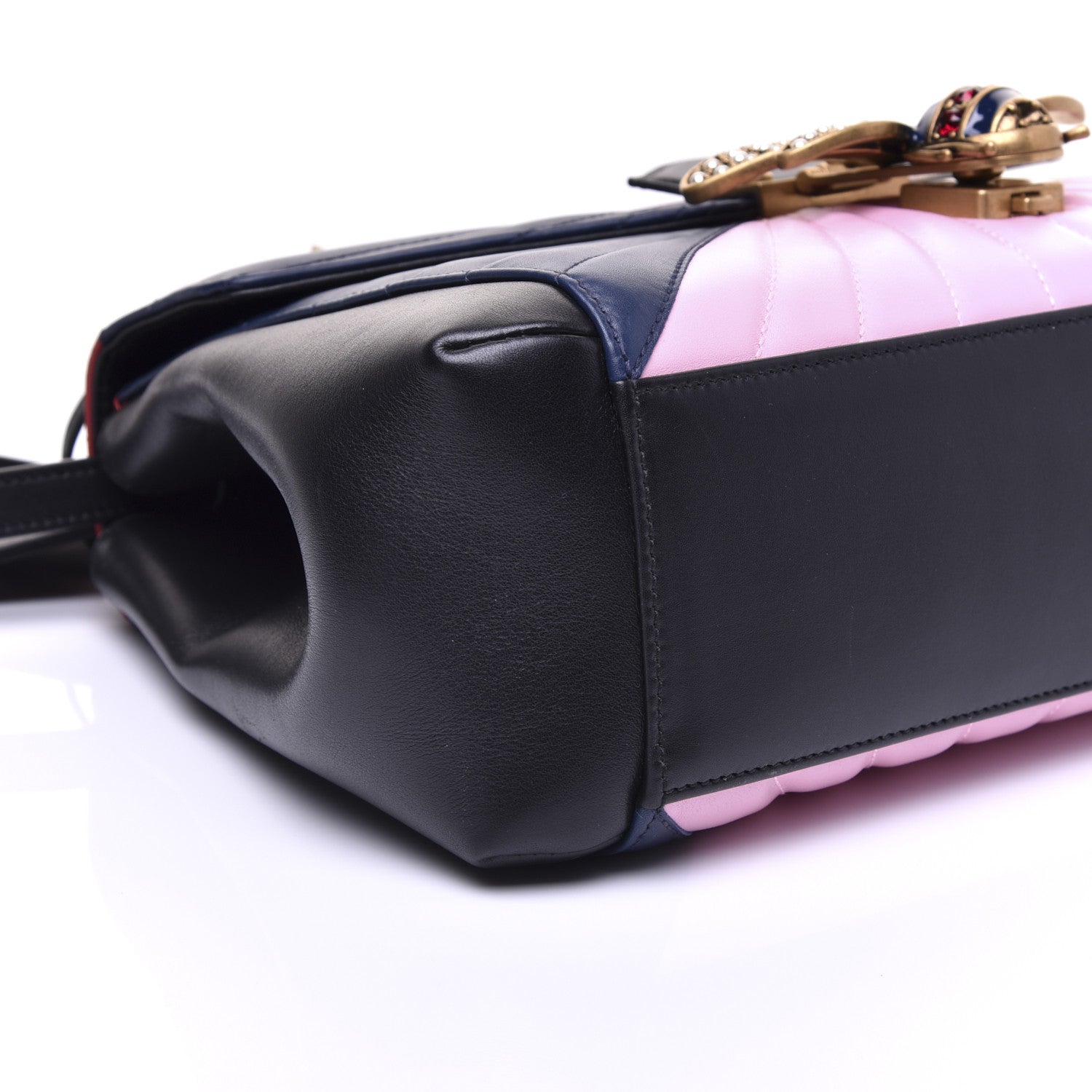 Gucci Calfskin Bamboo Trapuntata Queen Margaret Top Handle Bag Blue Agata Hibiscus Red Mystic White Sugar Pink 6 of 12