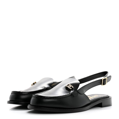 Chanel Calfskin Crystal Slingback Loafers 39 Black 4 of 10