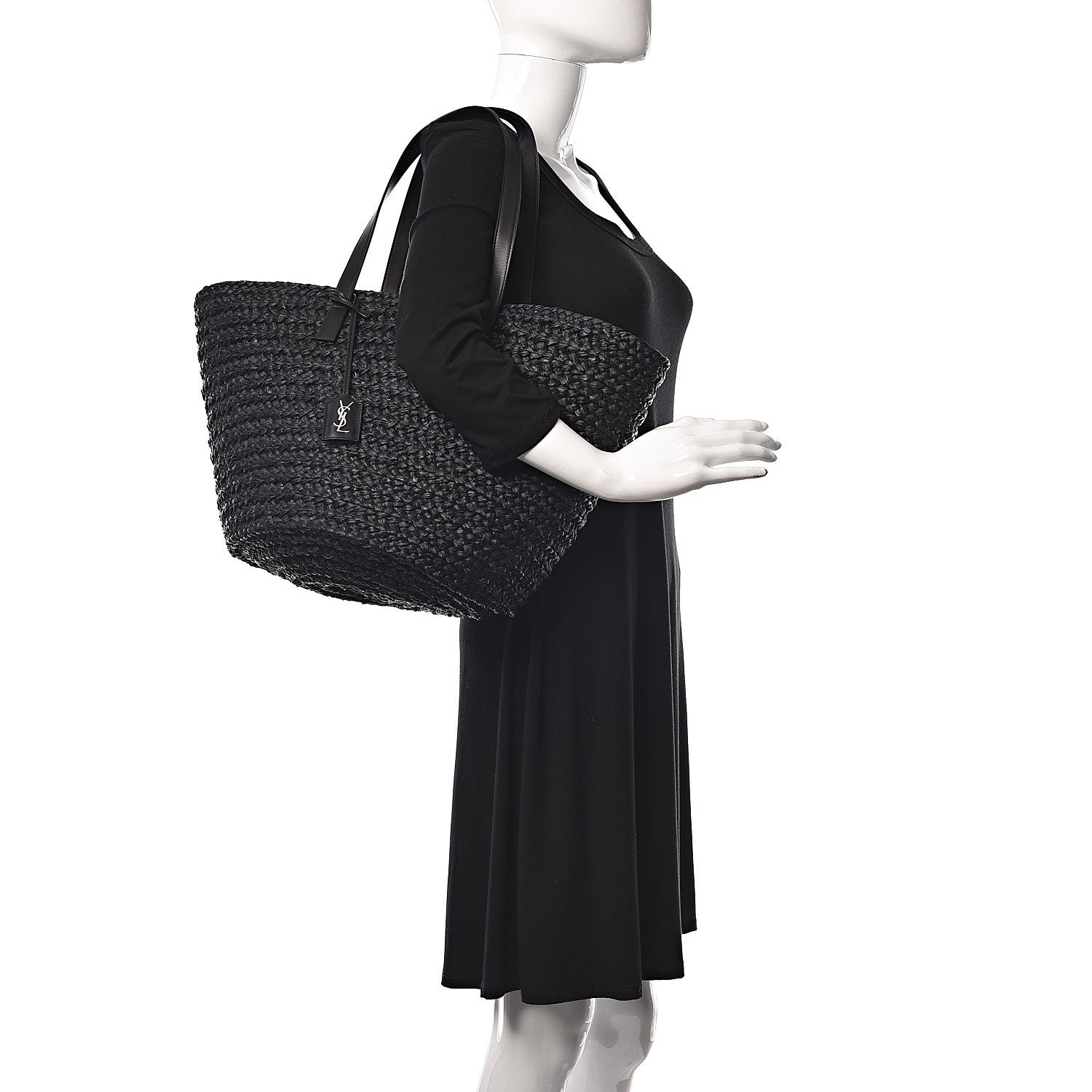 Saint Laurent Raffia Medium Panier Bag Black 2 of 9