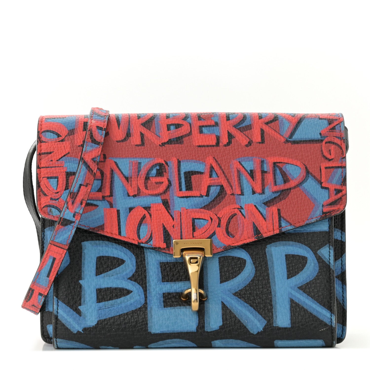 Burberry Calfskin Graffiti Print Small Macken Crossbody Bag Black 1 of 12