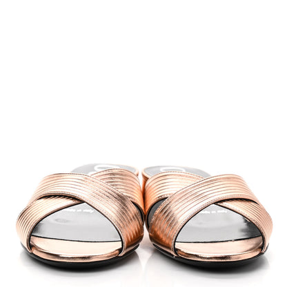 Gucci Metallic Nappa Crossover Flat Slide Sandals 37 Rose Gold 2 of 9