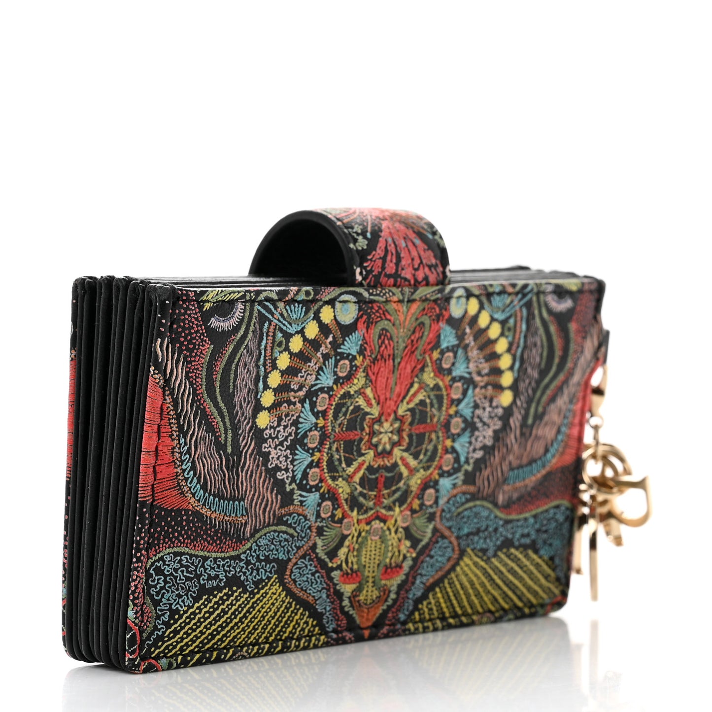 Calfskin Printed KaleiDiorscopic Lady Dior 5-Gusset Card Holder Multicolor