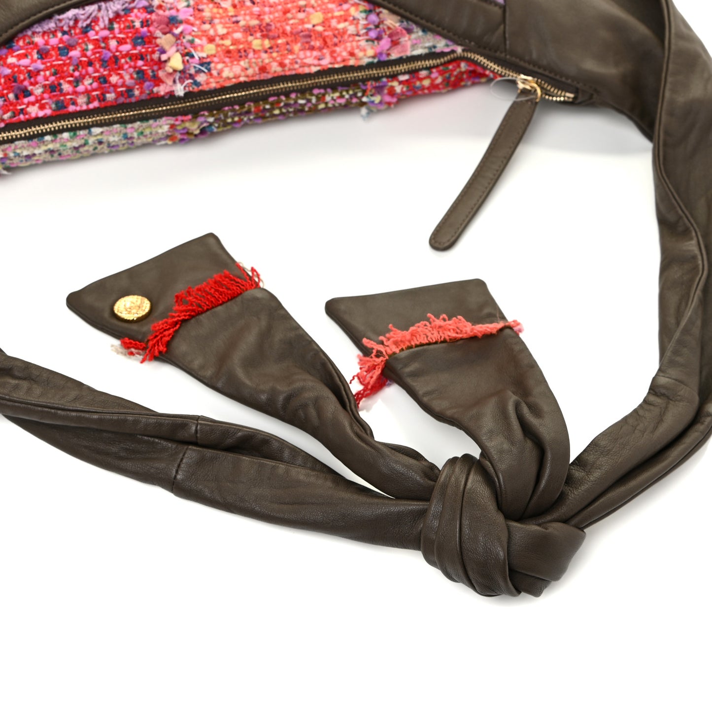 Tweed Lambskin Large Girl Bag Multicolor Khaki
