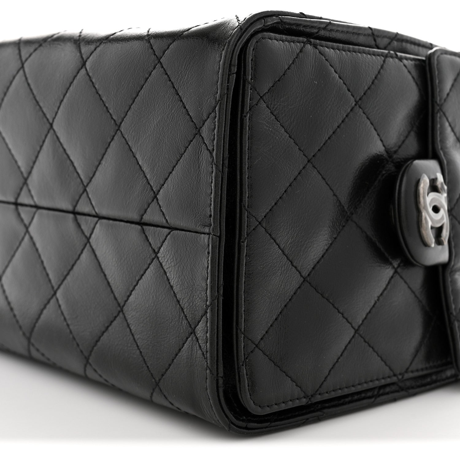 Chanel Shiny Crumpled Calfskin Quilted Small Chanel 25 Handbag Black 10 of 11