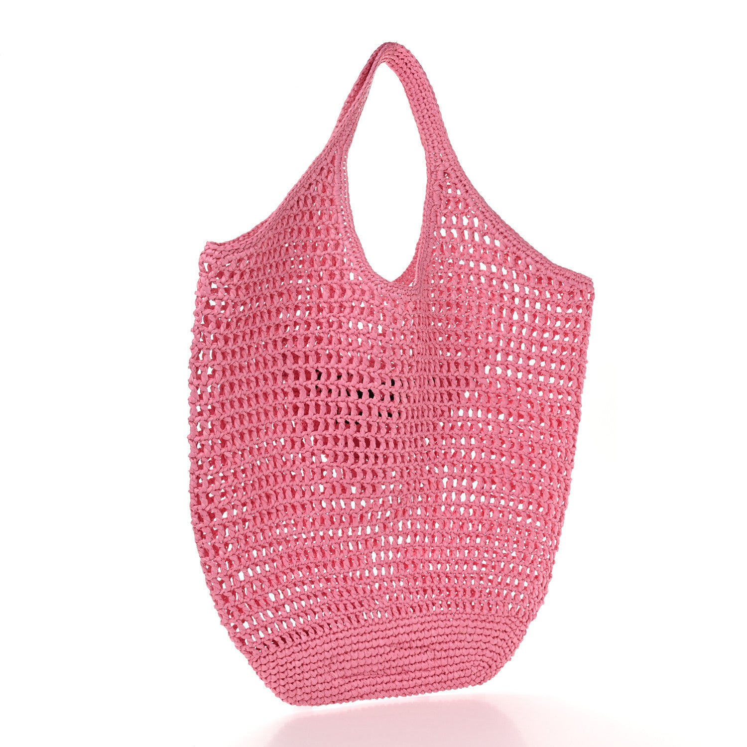 Prada Yarn Raffia Effect Crochet Logo Embroidered Shopping Tote Bag Petalo 2 of 8