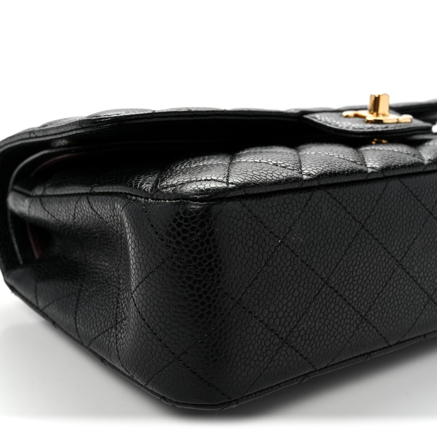 Caviar Quilted Medium Double Flap Black