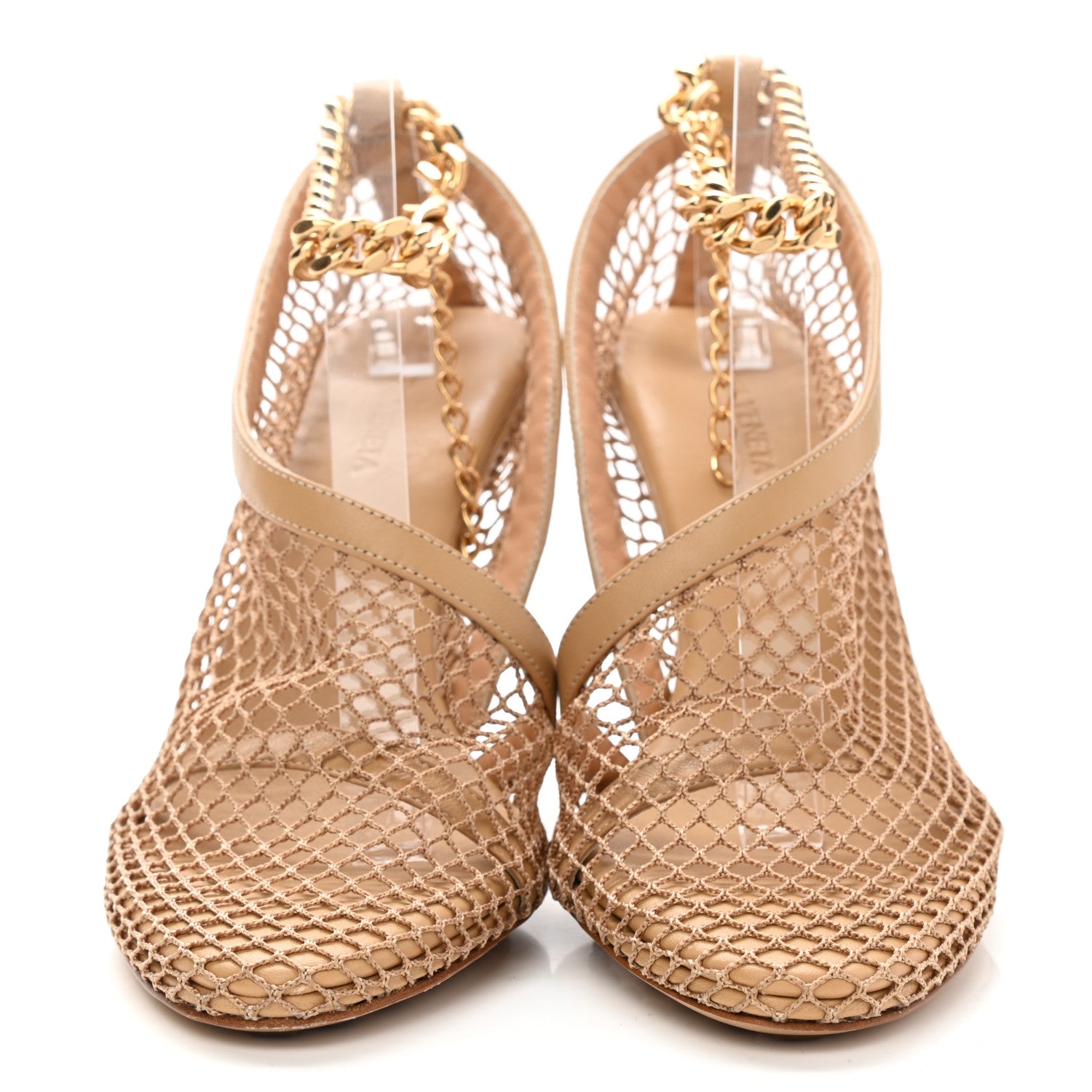 Bottega Veneta Mesh Nappa Chunky Chain Sandals 38 Beige Pony 2 of 8
