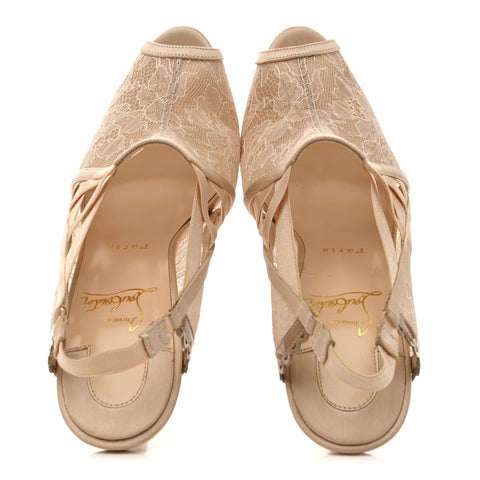 Satin Lace Chantilly Guiptik 150 Pumps 36.5 Nude