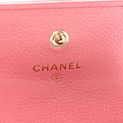 Chanel Caviar Camellia Embossed Card Holder Wallet Pink 7 of 9
